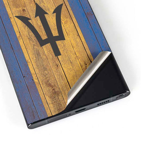 Barbados Flag Dark Wood Galaxy S25 Ultra Skin